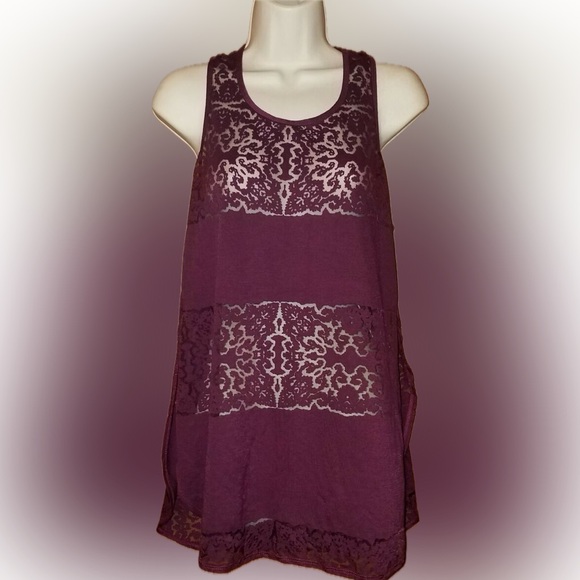 Mossimo High Low Long Burgundy Tank Top - Picture 1 of 6
